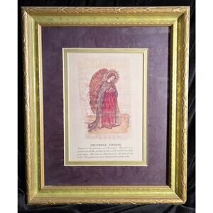 December Angel Month Carol McCrady 11.5 x 9.5 Gold Frame Signed Birthday Print